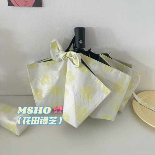 高档黑msho/花田错芝雨/格纹自动日晴两用系女伞胶折叠雨伞便携太