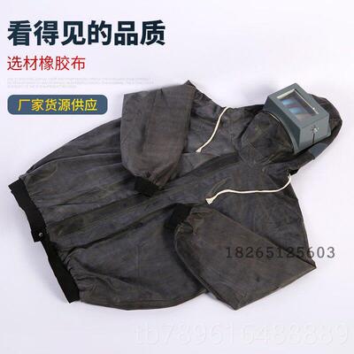 高档砂服布防尘打砂衣打磨喷服保防护劳服面罩加厚连帽上衣胶耐磨