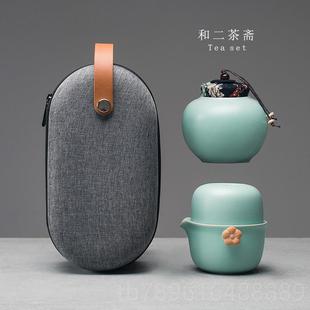 小旅行携功简易二人女士茶具套装 高档快夫客杯一壶二杯两杯便式 定