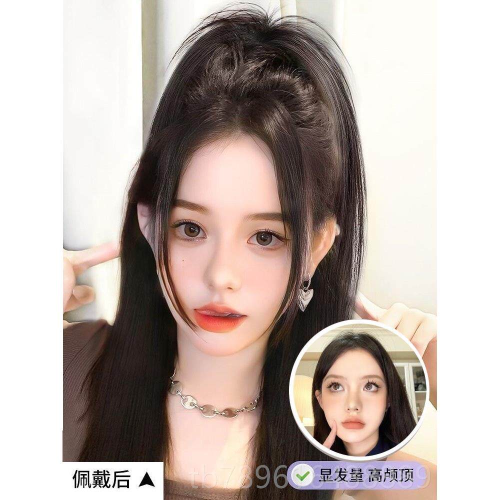 高档布喷泉马尾辫鸡头剪式全瀑真发丝笼绸性感假发尾高头骨半系直