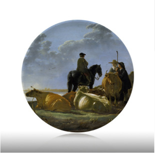 Albert Bierstadt绘画装饰板家庭艺术盘酒店客厅背景装饰挂盘