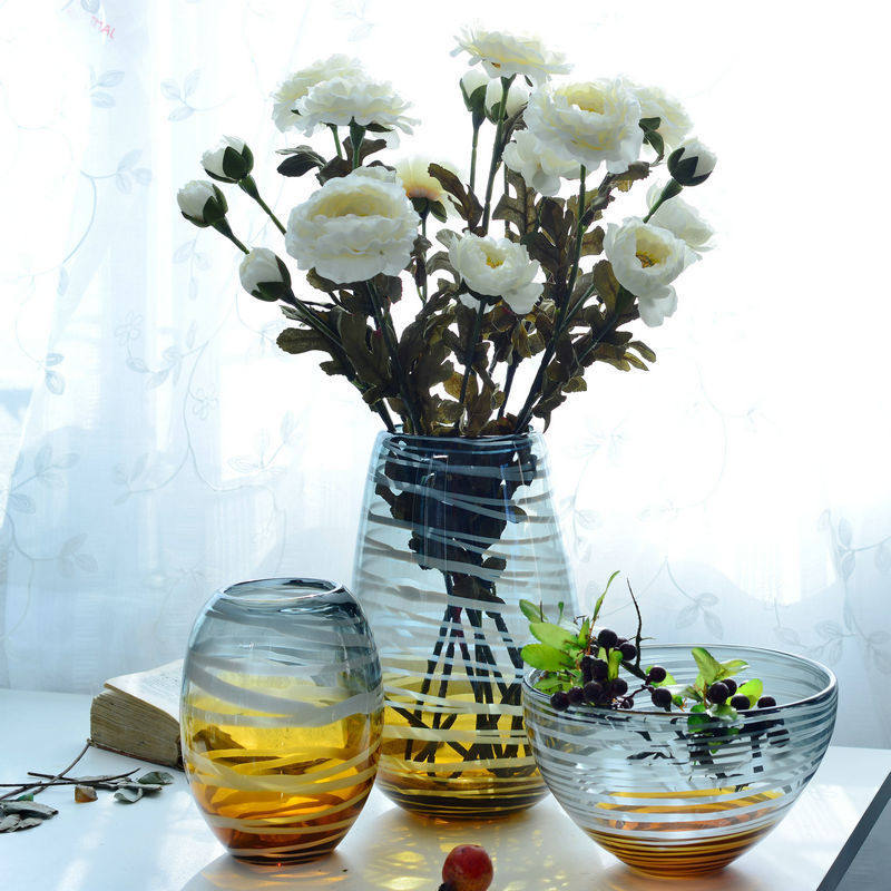 居家装饰彩色玻璃花瓶 家居白色条纹玻璃艺术摆件玻璃花瓶包邮,橡塑材料及制品,其他塑料制品,淘宝优惠券,粉丝福利购,淘宝优惠卷