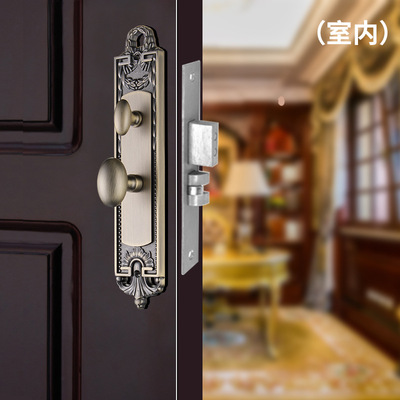 欧式豪华别墅大门锁双开真假锁锌合金执手锁黄古铜红古铜青古铜