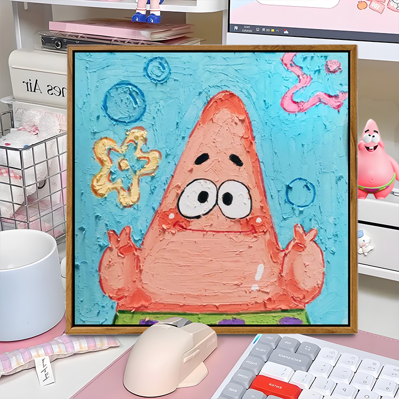 海绵宝宝派大星卡通肌理画DIY