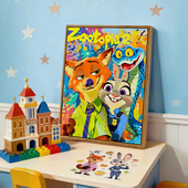 疯狂动物城2周边DIY数字油画手工绘填充涂色朱迪尼克盖瑞装 饰挂画