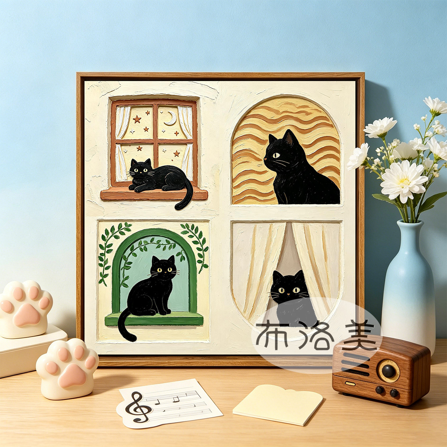 治愈系小众艺术猫咪DIY数字油画图片