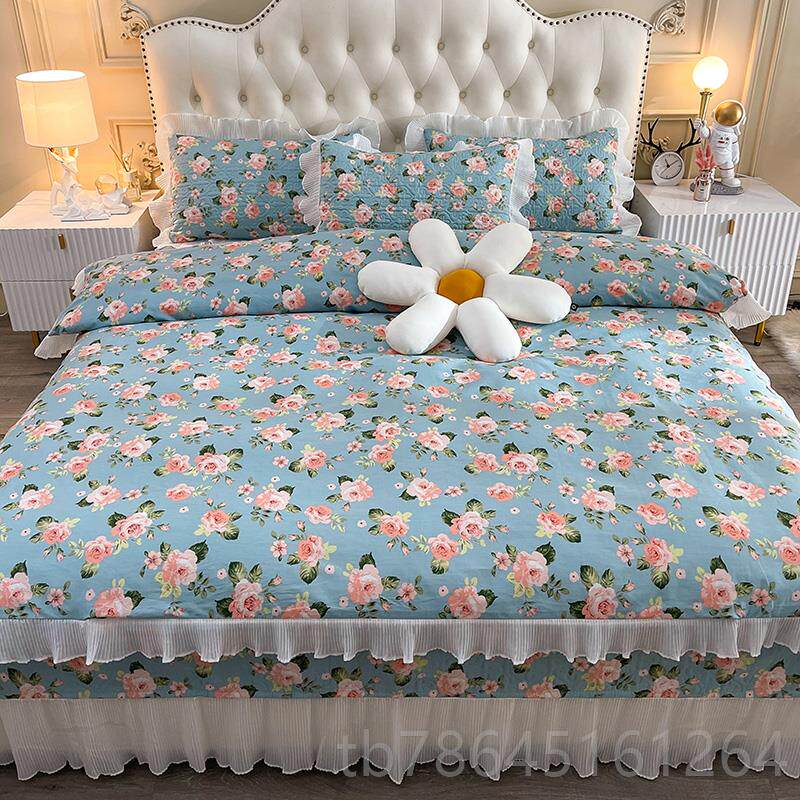 正品韩版棉床三件全套 四套单件纯件棉被套花边斜纹棉绗缝盖加厚