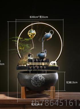 正品悬壶流水生财喷泉摆水循面环件招礼财鱼缸桌办公室开业乔迁新