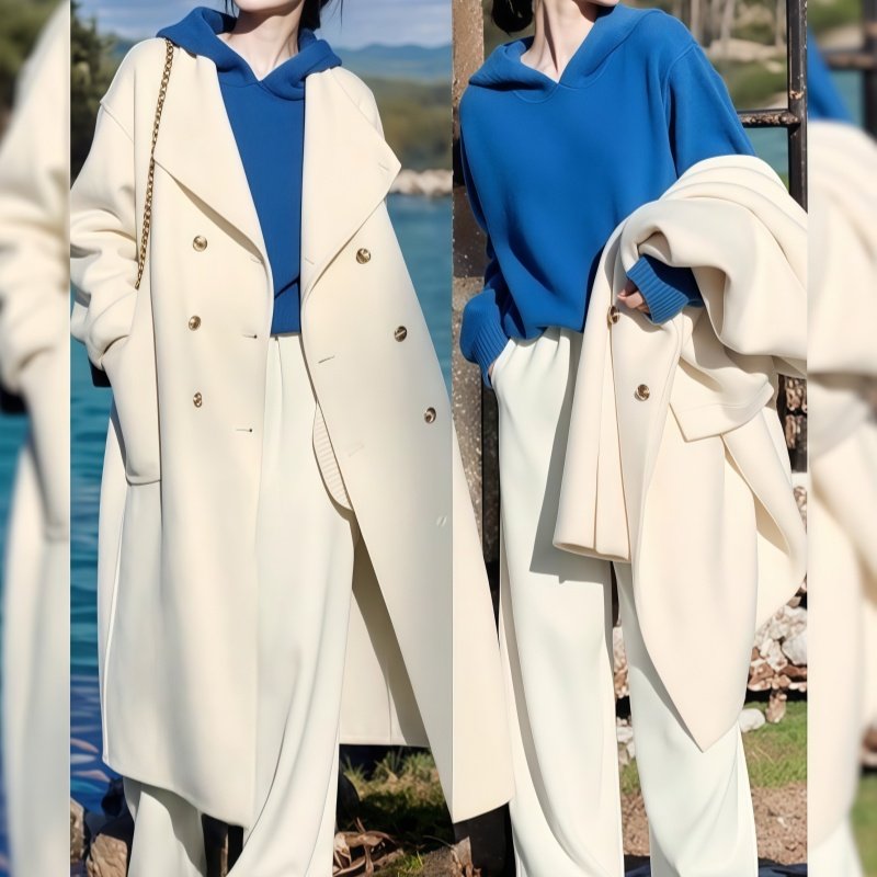 Fashion Master时尚大师秋季连帽针织上衣搭配百搭气质双面呢大衣,女装/女士精品,时尚套装,淘宝优惠券,粉丝福利购,淘宝优惠卷