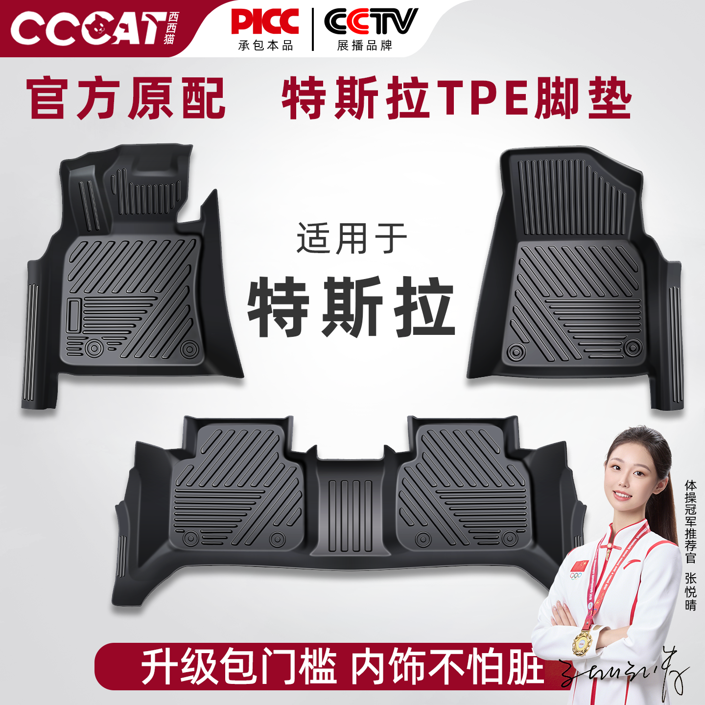 西西猫特斯拉TPE包门槛脚垫