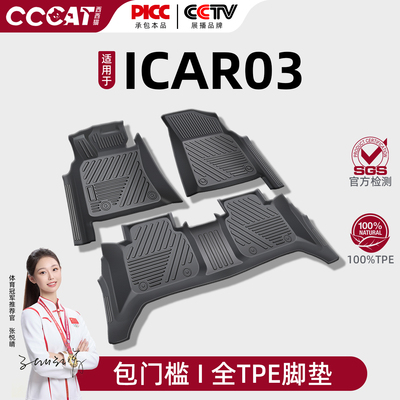 适用于奇瑞icar03脚垫半包24-25款03T汽车tpe脚踏垫双层地毯用品