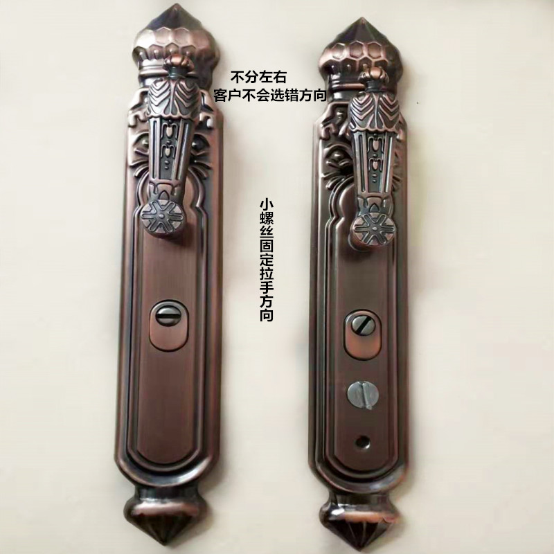 桃型仿铜防盗f门拉手室外大门锁铝合金门把手通用型家用锁配件
