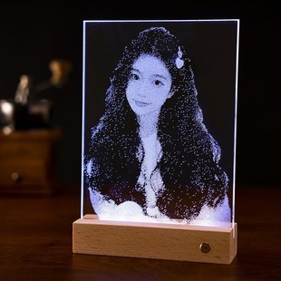 锤子玻璃画手工敲击画生日礼物女真人照片情侣朋友X恋人闺蜜定制