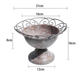 爱上花园欧式复古做旧铁艺花盆花器花园杂货铁皮花边奖杯花盆