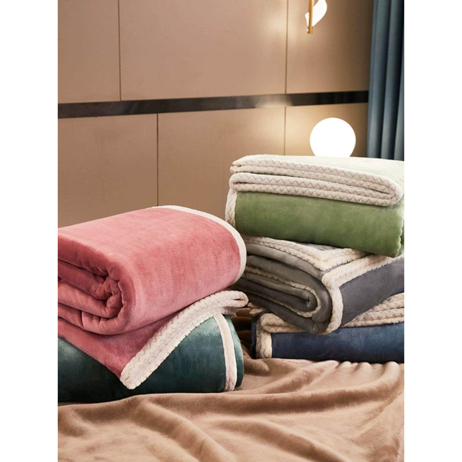 冬季双面加厚牛奶羊羔绒毛毯办公室午睡小被子珊瑚法兰绒沙发盖毯