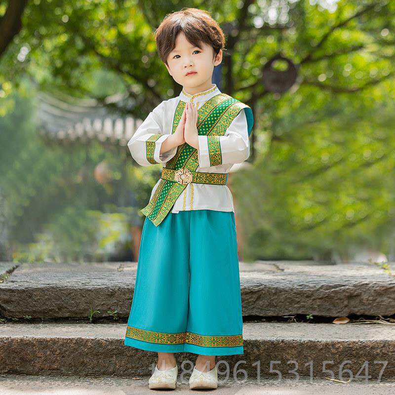 高档儿六童演出服印度服装男民族风傣族舞汉幼儿园小学生一节表服
