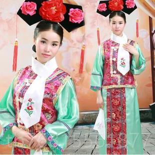 正品清朝古装女式服装演出服格皇后妃子传宫女甄宫廷戏格服大码旗
