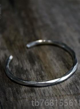 正品非之家手工银实心环 原创复古简约个性民手鱼风饰品手族镯男