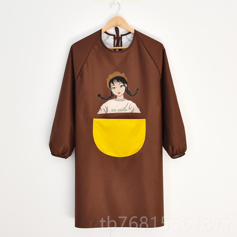 正品爱日系围裙长袖家用可厨油房防水防女作时尚大人罩衣工服定制