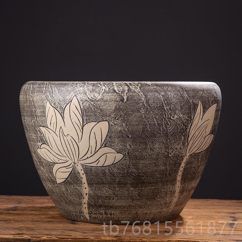 正品景德镇养陶莲瓷大缸水庭院金鱼缸缸荷花碗睡莲盆乌龟缸酒店甲