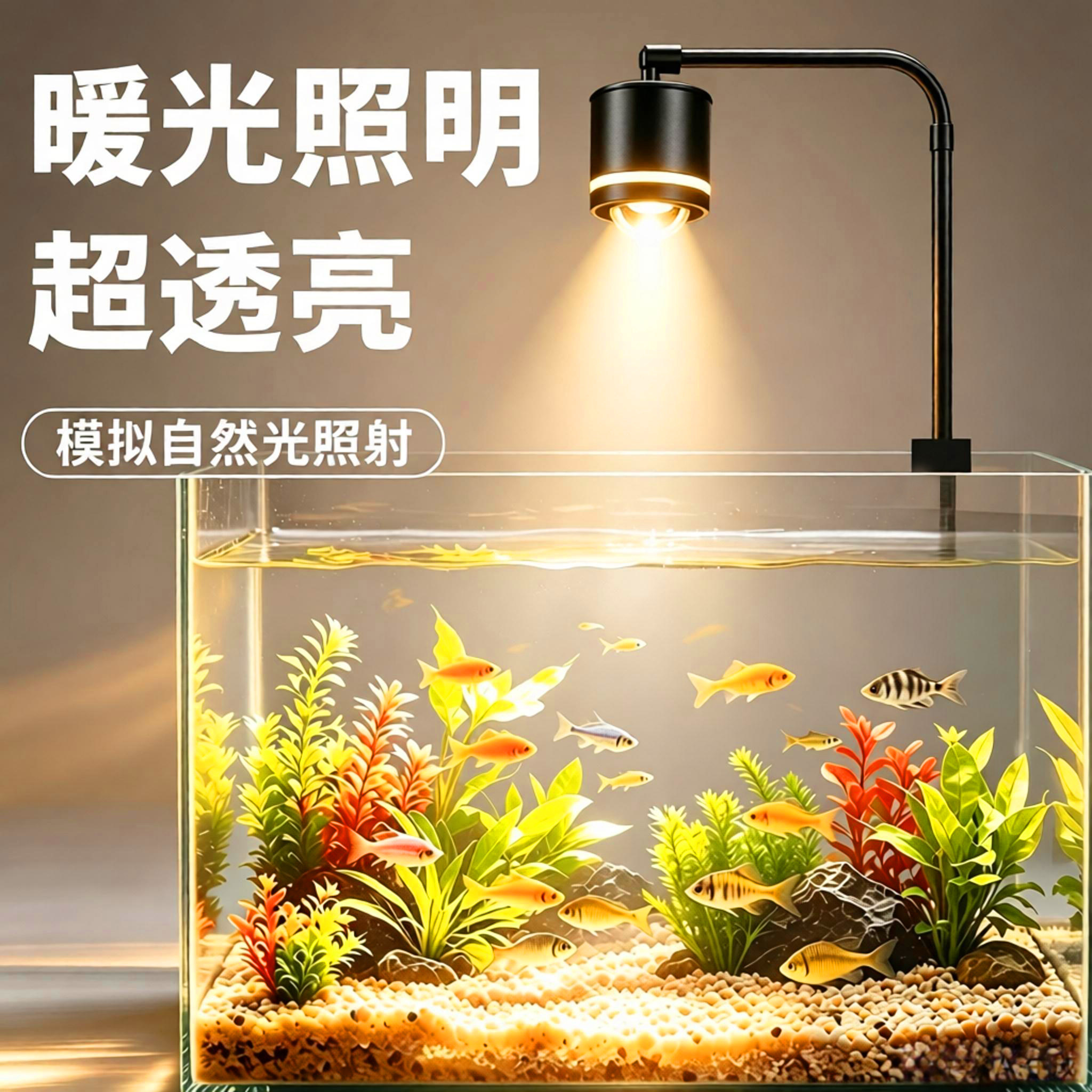 鱼缸原生溪流专用照明金鱼灯 增艳观赏灯智能高亮爆藻水草LED筒灯