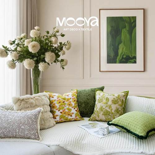 MOOYA温莎翠影 英式轻奢绿色抱枕高级复古法式靠枕套靠垫沙发客厅