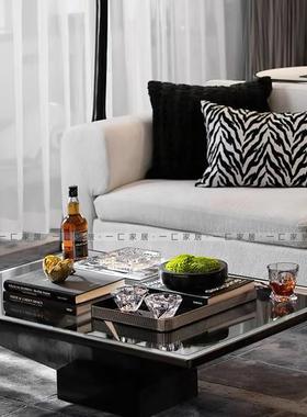 一匚 现代简约桌面大理石苔藓艺术花器 样板间洽谈区酒具组合摆件