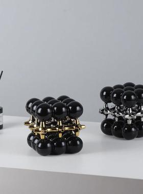 创意艺术正方体小球摆饰家居饰品玄关酒柜电视柜轻奢样板间装饰品