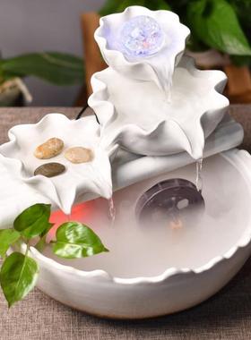 家居创意流水招财生财摆件桌面加湿风水轮球水晶转珠加湿喷泉鱼缸