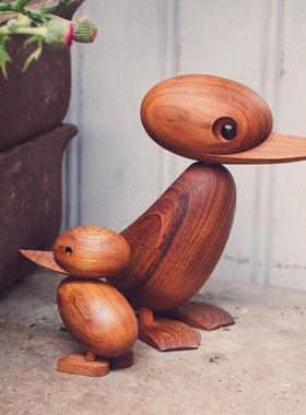 丹麦木偶木雕经典小鸭子北欧实木摆件工艺品装饰创意家居饰品礼物