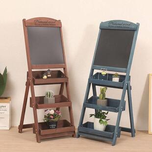 黑板花架多肉架子店铺招牌咖啡店实木多层折叠覆古立式支架广告版