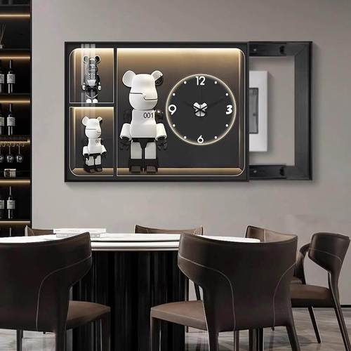 暴力熊带钟表电表箱装饰画电源总开关挂画弱电闸配电盒遮挡壁画