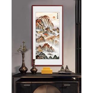泰山日出入户玄关装饰画背有靠山正对门走廊过道挂画客厅山水壁画