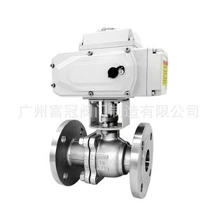不锈钢电动法兰球阀Q941F 16P精小型电动球阀DC24V开关调节型