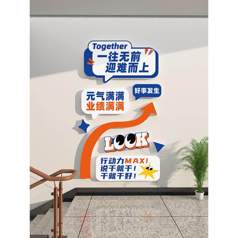 员工励志标语墙贴办公室柱子装饰公司茶水间氛围布置企业楼梯文化,家居饰品,软装墙贴,淘宝优惠券,粉丝福利购,淘宝优惠卷