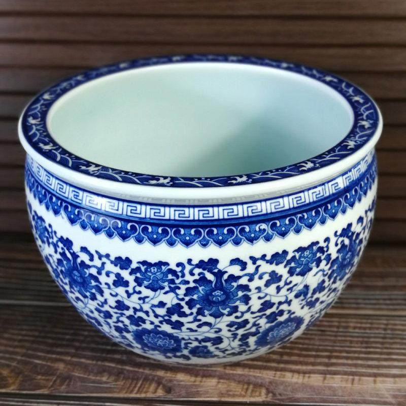 花盆陶瓷仿古青花瓷器景德镇小鱼缸泡菜坛客厅摆件复古款盆景花钵,家居饰品,花盆,淘宝优惠券,粉丝福利购,淘宝优惠卷
