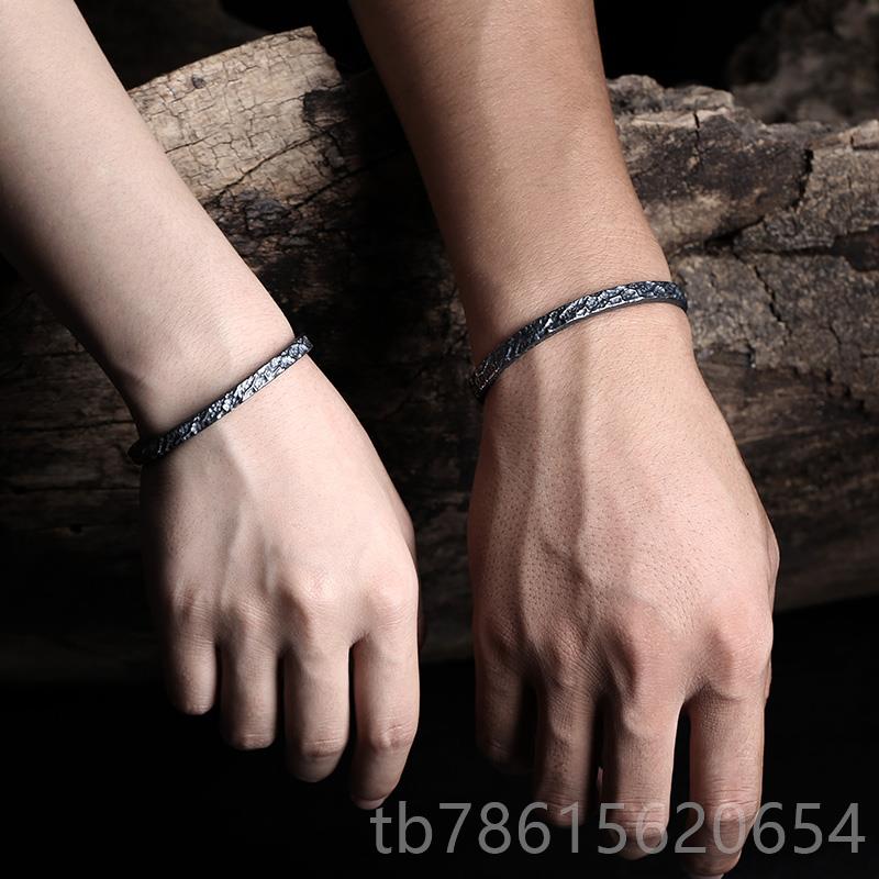 高档《黑武士925纯银手镯》男复古黑个性镯子色复古男潮女情侣礼