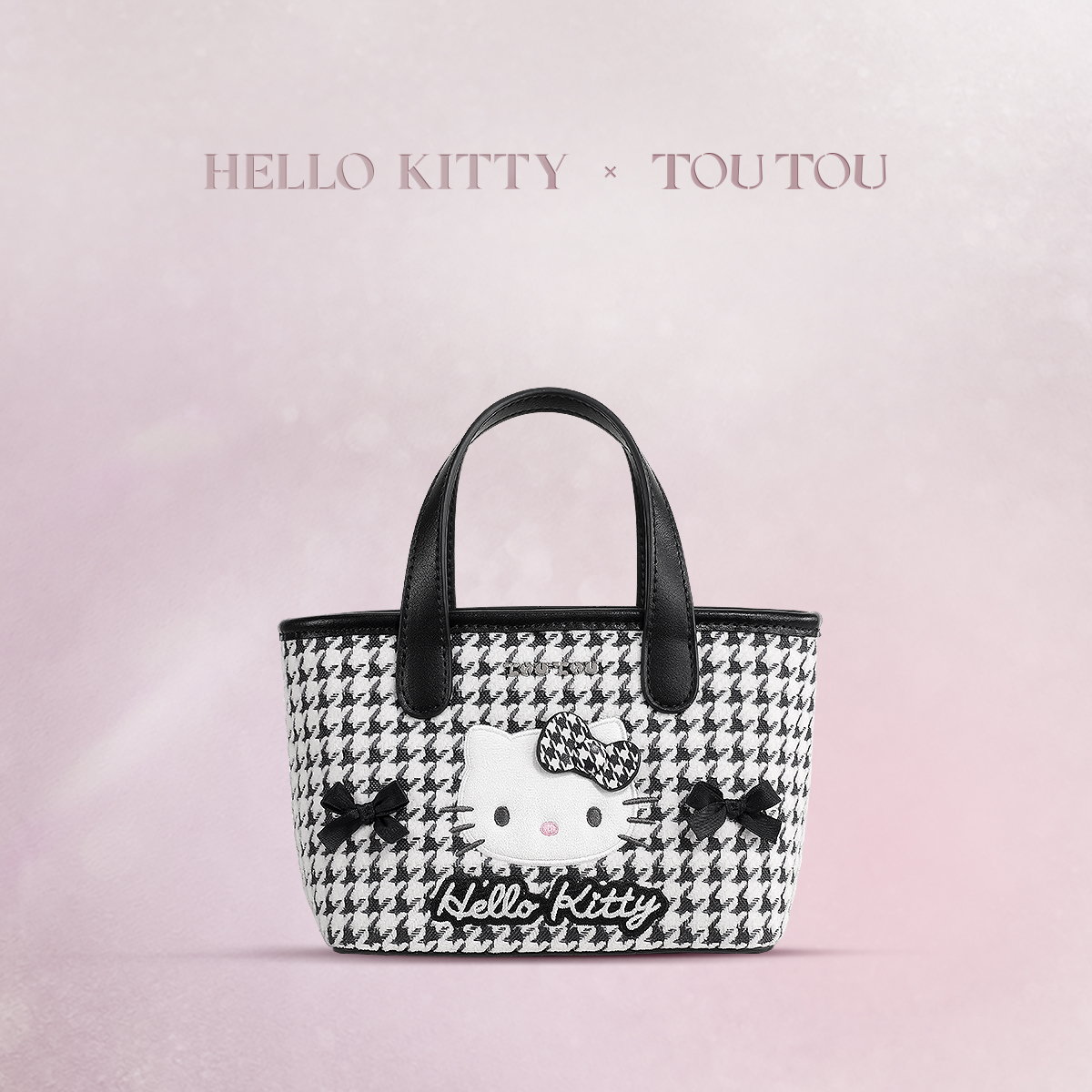 TOUTOUHelloKitty三丽鸥联名凯蒂猫千鸟格菜篮子小托特包生日礼物