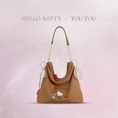 TOUTOUhellokitty三丽鸥凯蒂猫麂皮托特包单肩腋下包实用生日礼物