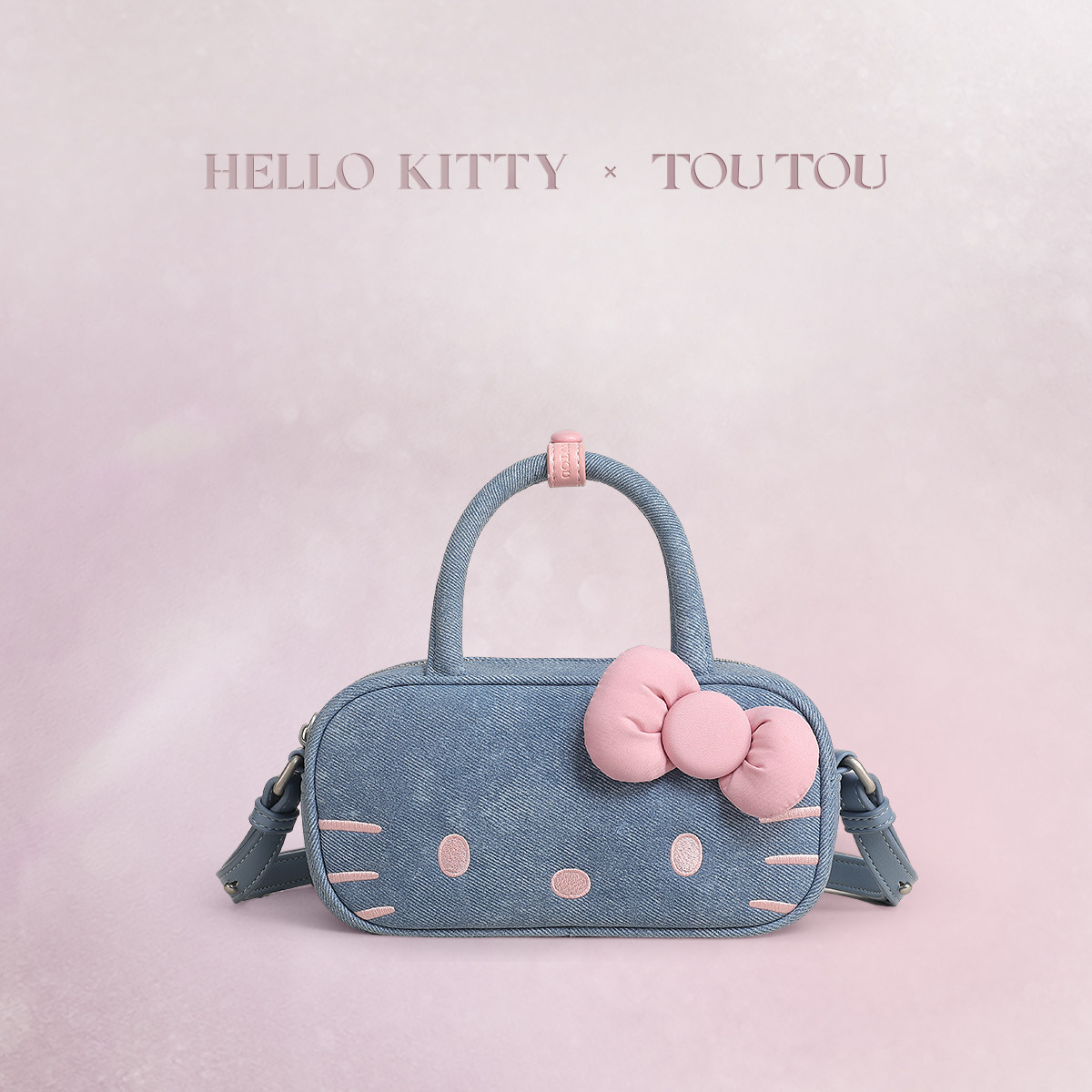 TOUTOUhellokitty三丽鸥联名包包丹宁牛仔儿童手提斜挎包保龄球包图片