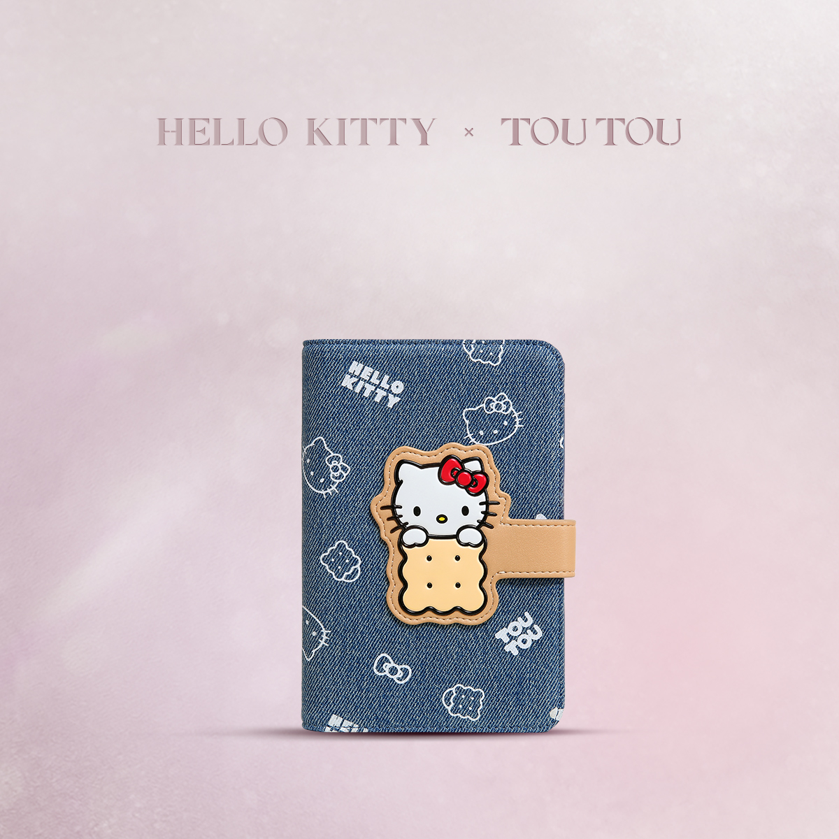 TOUTOUHelloKitty联名护照夹凯蒂猫牛仔布钱包卡包女孩儿生日礼物