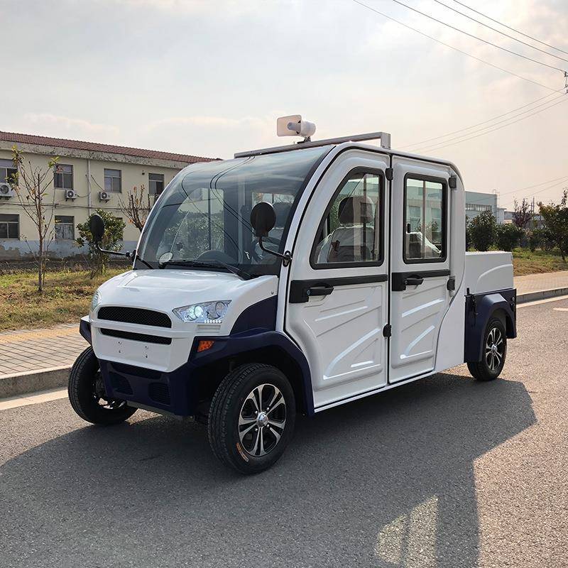 四轮电动巡逻车四座皮卡巡逻车带斗电动车双排带斗巡逻车厂家直销