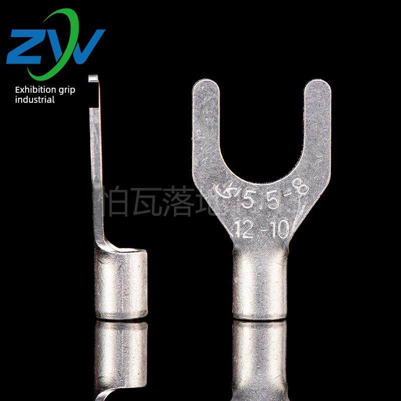 国家标准a级叉型裸端头Snb5.5-8 u型冷压端子座铜焊哑光100片