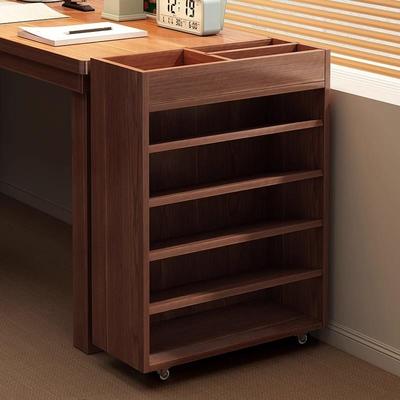 书桌旁小书架实木落地置物架收纳办公桌下简易靠墙学生落地书柜子