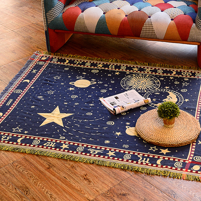 星空复古沙发毯单人双三人沙发全盖布巾民宿咖啡馆装饰毯防滑罩笠