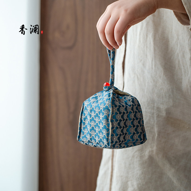 中式加厚茶具布袋手工织锦主人杯收纳袋盖碗茶杯紫砂壶便携收纳包