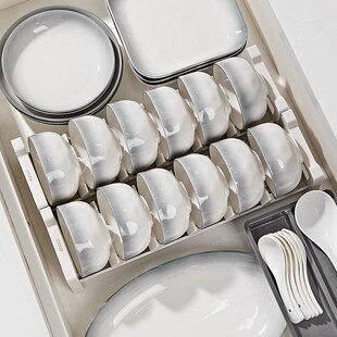 精选餐具套装乔迁新居碗盘高级感碗具釉下彩陶瓷盘子碗家用2025新