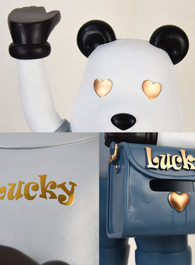 定制幸运熊暴力熊大摆件客厅超大号落地托盘轻奢电视柜沙发旁摆件