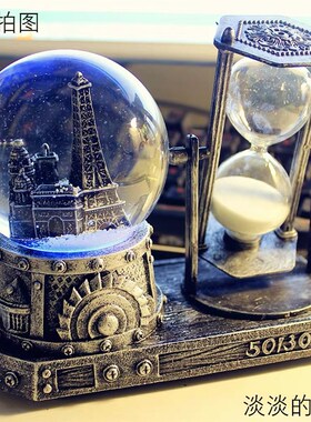 复古沙漏计时器雪花水晶球音乐盒生日礼物女生创意礼品家居装饰品