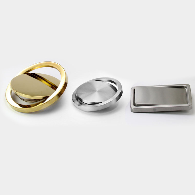 304不锈钢盖子厨房台面挂式垃圾桶摇翻盖家用嵌入式卫生间配件